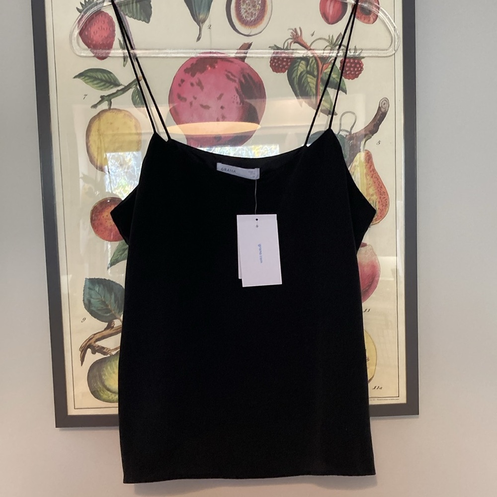 100% SILK BLACK CLASSIC CAMISOLE. Size: M
